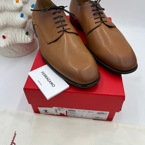 Men, Salvatore, Ferragamo, plain toe, Derby shoes, calf leather size 12 Italy - Picture 2 of 10